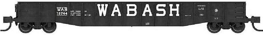52`6` 15-Panel Mill Gondola - Lightly Dented Sides - Ready to Run -- Wabash 12706 (black, white), N, Bluford Shops 52181
