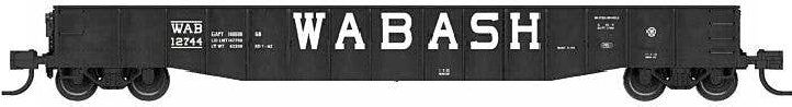 52`6` 15-Panel Mill Gondola - Lightly Dented Sides - Ready to Run -- Wabash 12706 (black, white), N, Bluford Shops 52181