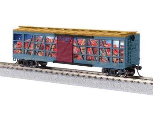 40′ Clear-Side Boxcar - Ready to Run -- The Polar Express 54430 (blue, red, yellow), HO, Lionel 2554430