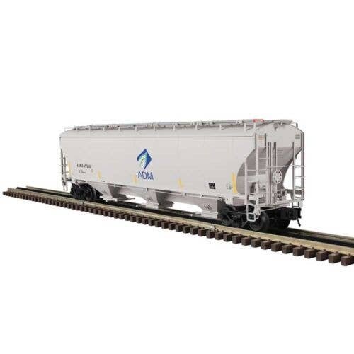 Trinity 5161 Cubic Foot Covered Hopper - 2-Rail - Ready to Run - Master -- Archer Daniels Midland ADMX (gray, blue, Leaf Logo), 