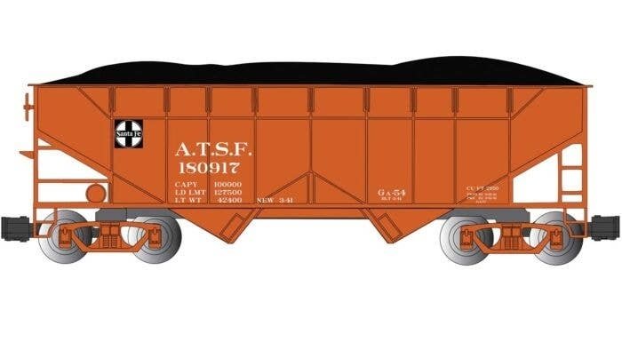 Two-Bay Offset-Side Open Hopper with Coal Load - Ready to Run -- Santa Fe 180917 (Boxcar Red,, G, Bachmann Industries 94006