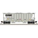Portec 3000 2-Bay Covered Hopper - Ready to Run - Master(R) -- Norfolk Southern 233574 (gray, black, yellow conspicuity marks), 