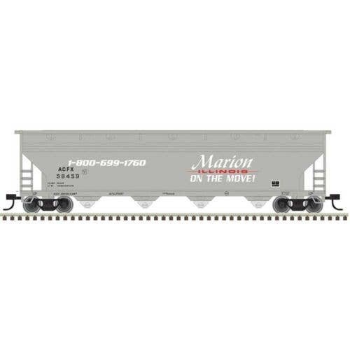 ACF 5250 4-Bay Centerflow Hopper - Ready to Run -- Marion, IL ACFX 58459 (gray, white, red), N, Trainman 50007113