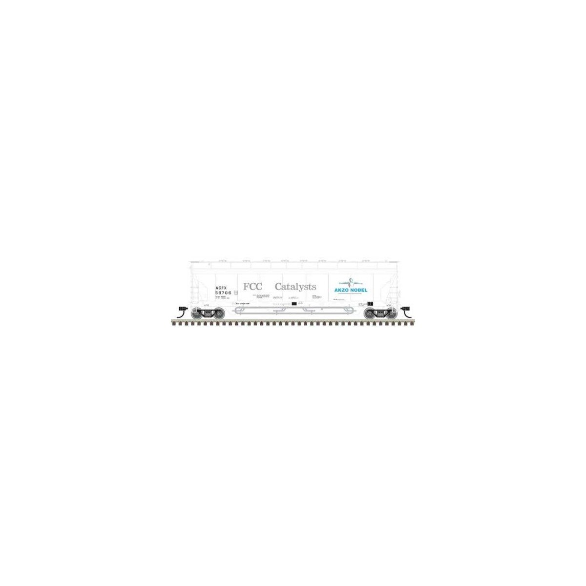Pressureaide Centerflow Covered Hopper - Ready to Run - Master(R) -- Akzo Nobel ACFX 59706 (white, gray, blue), HO, Atlas Model 