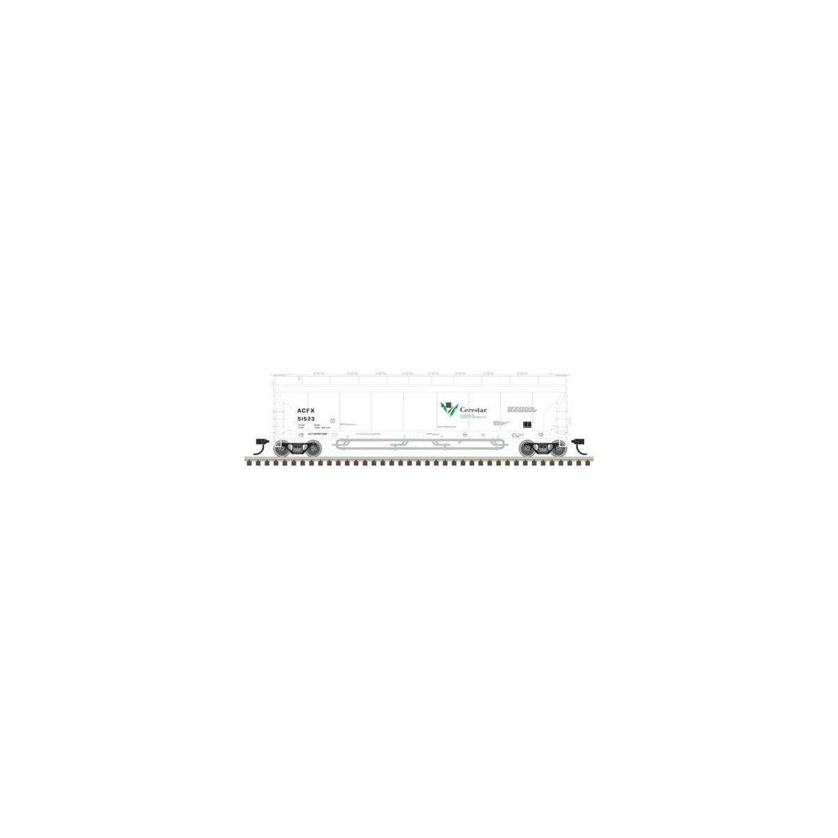 Pressureaide Centerflow Covered Hopper - Ready to Run - Master(R) -- Cerestar ACFX 51523 (gray, black, green), HO, Atlas Model R