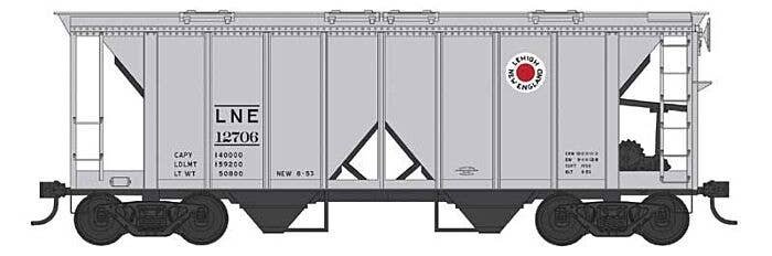 70-Ton 2-Bay Covered Hopper with Open Sides - Ready to Run -- Lehigh & New England 12706 (gray, red, white, Fried Egg Logo), N, 