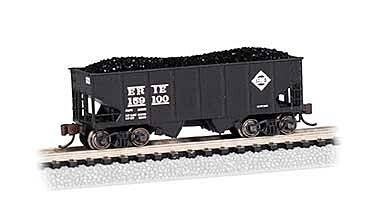 USRA 55-Ton 2-Bay Open Hopper w/Load - Ready to Run - Silver Series(R) -- Erie 159100 (black), N, Bachmann Industries 19562