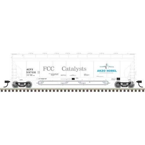 ACF 4-Bay Center Flow(R) Pressureaide(R) Covered Hopper - Ready to Run - Maste -- Akzo Nobel ACFX 59706 (white, gray, blue), N, 
