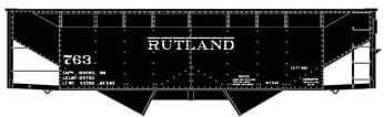 50-Ton Offset-Side 2-Bay Hopper - Kit -- Rutland 763 (black), HO, Accurail Inc 7740