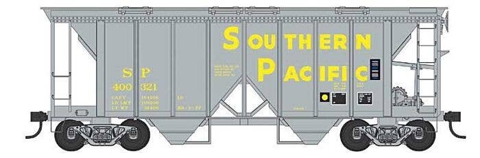 70-Ton 2-Bay Covered Hopper with Open Sides - Ready to Run -- Southern Pacific 400298 (gray, yellow), N, Bowser Manufacturing Co