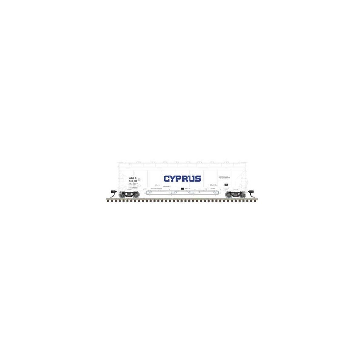ACF 4-Bay Center Flow(R) Pressureaide(R) Covered Hopper - Ready to Run - Maste -- Cyprus ACFX 51270 (white, black), N, Atlas Mod