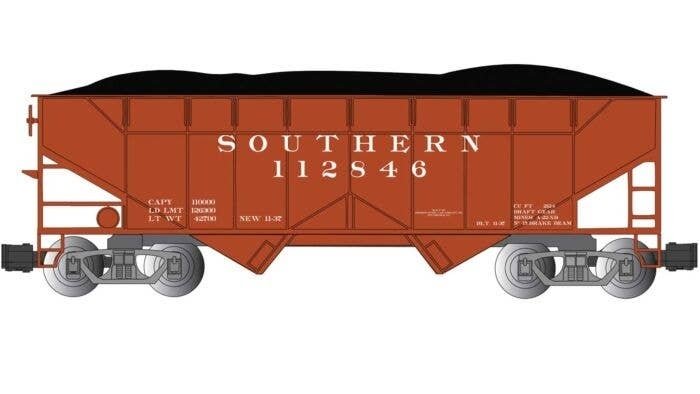 Two-Bay Offset-Side Open Hopper with Coal Load - Ready to Run -- Southern Railway 112846 (Box, G, Bachmann Industries 94004