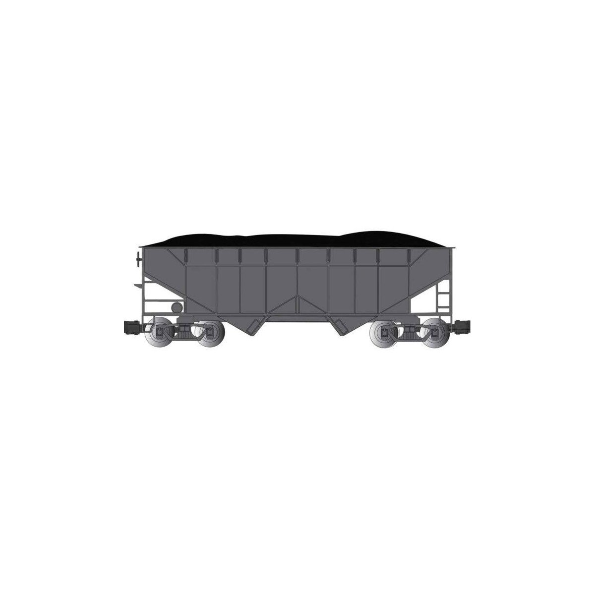 Two-Bay Offset-Side Open Hopper with Coal Load - Ready to Run -- Painted, Unlettered (black), G, Bachmann Industries 94007