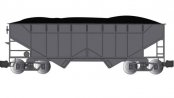 Two-Bay Offset-Side Open Hopper with Coal Load - Ready to Run -- Painted, Unlettered (black), G, Bachmann Industries 94007