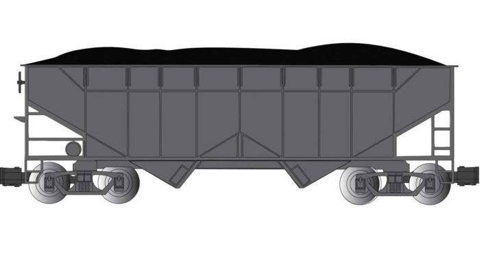 Two-Bay Offset-Side Open Hopper with Coal Load - Ready to Run -- Painted, Unlettered (black), G, Bachmann Industries 94007