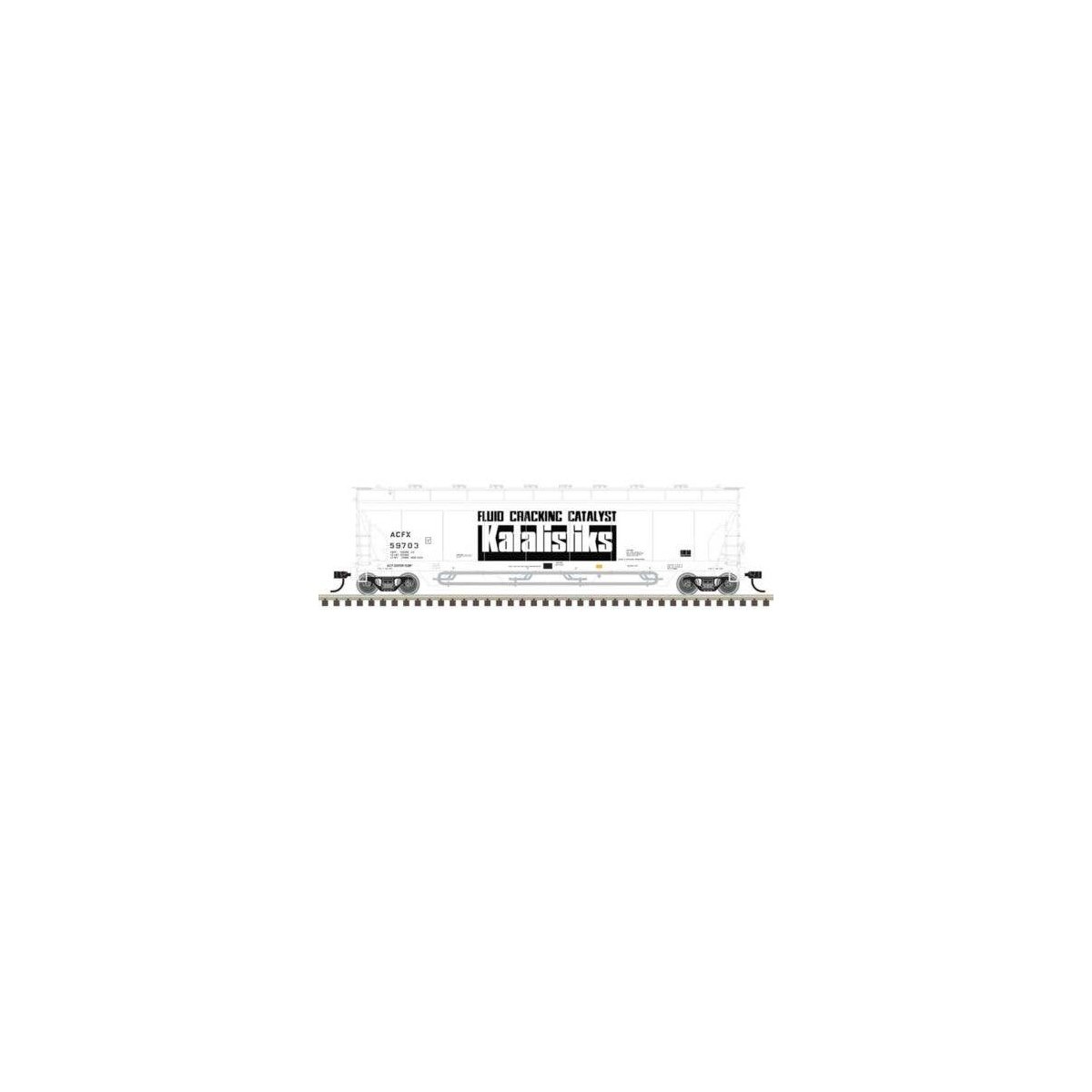ACF 4-Bay Center Flow(R) Pressureaide(R) Covered Hopper - Ready to Run - Maste -- Katalistiks ACFX 59703 (white, black), N, Atla