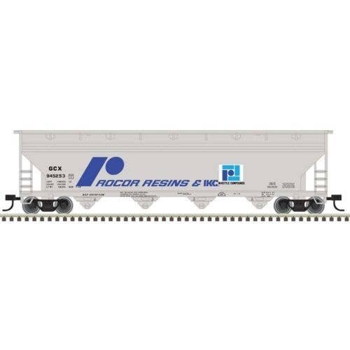 ACF 5250 4-Bay Centerflow Hopper - Ready to Run -- Rocor Resins 945265 (gray, blue, black), N, Trainman 50007118