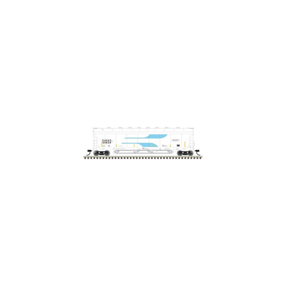 ACF 4-Bay Center Flow(R) Pressureaide(R) Covered Hopper - Ready to Run - Maste -- The Andersons AEX 20828 (gray, blue), N, Atlas