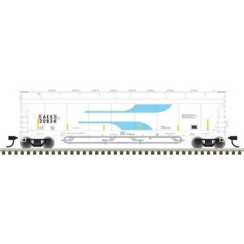 ACF 4-Bay Center Flow(R) Pressureaide(R) Covered Hopper - Ready to Run - Maste -- The Andersons AEX 20828 (gray, blue), N, Atlas