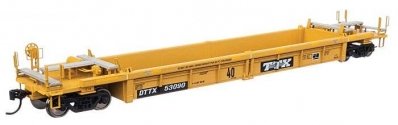 Thrall Rebuilt 40′ Well Car - Ready to Run -- TTX DTTX 53090 - small black & white TTX logo w/ye, HO, WalthersMainline 8421