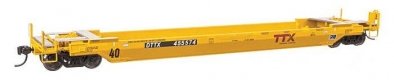 Gunderson Rebuilt All-Purpose 40′ Well Car - Ready-To-Run -- DTTX (Forward Thinking) 455574, HO, WalthersProto 109142