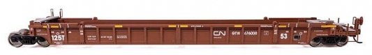 NSC Articulated 3-Unit 53′ Well Car - Ready-to-Run -- Canadian National GTW 676008, HO, WalthersMainline 55820