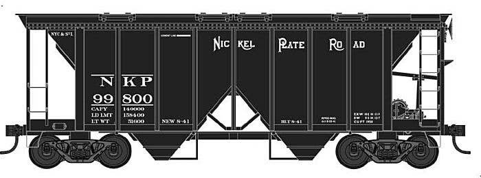 70-Ton 2-Bay Covered Hopper with Open Sides - Ready to Run -- Nickel Plate Road 99804 (black), N, Bowser Manufacturing Co. 38300