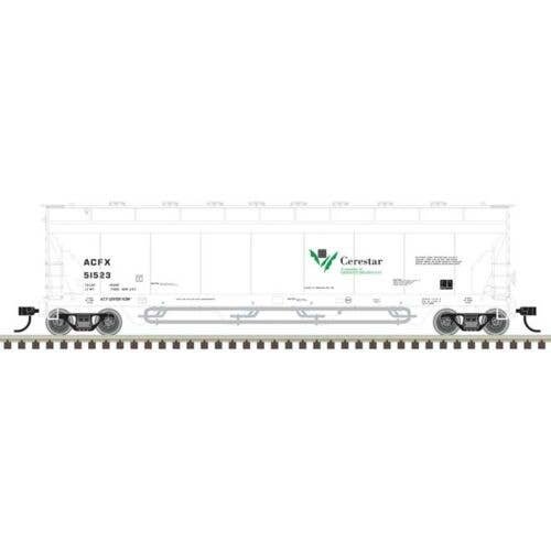 ACF 4-Bay Center Flow(R) Pressureaide(R) Covered Hopper - Ready to Run - Maste -- Cerestar ACFX 51530 (gray, black, green), N, A