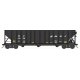 100-Ton 3-Bay Open Hopper with Coal Load - Ready to Run -- BNSF Railway 616308 (black, white, Wedge Logo, yellow conpicuity mark