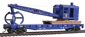 Flatcar with Logging Crane - Ready to Run -- Alaska Railroad (blue), HO, WalthersTrainline 1780