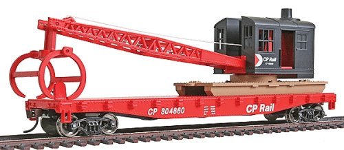 Flatcar with Logging Crane - Ready to Run -- Canadian Pacific (red, black Multimark Logo), HO, WalthersTrainline 1781