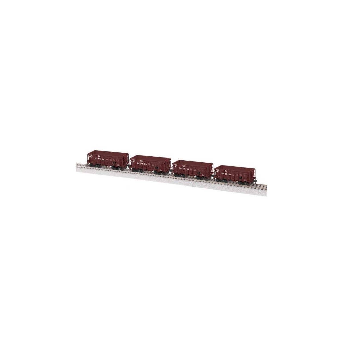 Class G38B Ore Car 4-Pack - Ready to Run -- Conrail 500089, 500181, 500355, 500938 (Scheme 1, Boxcar Re, HO, Lionel 2474121