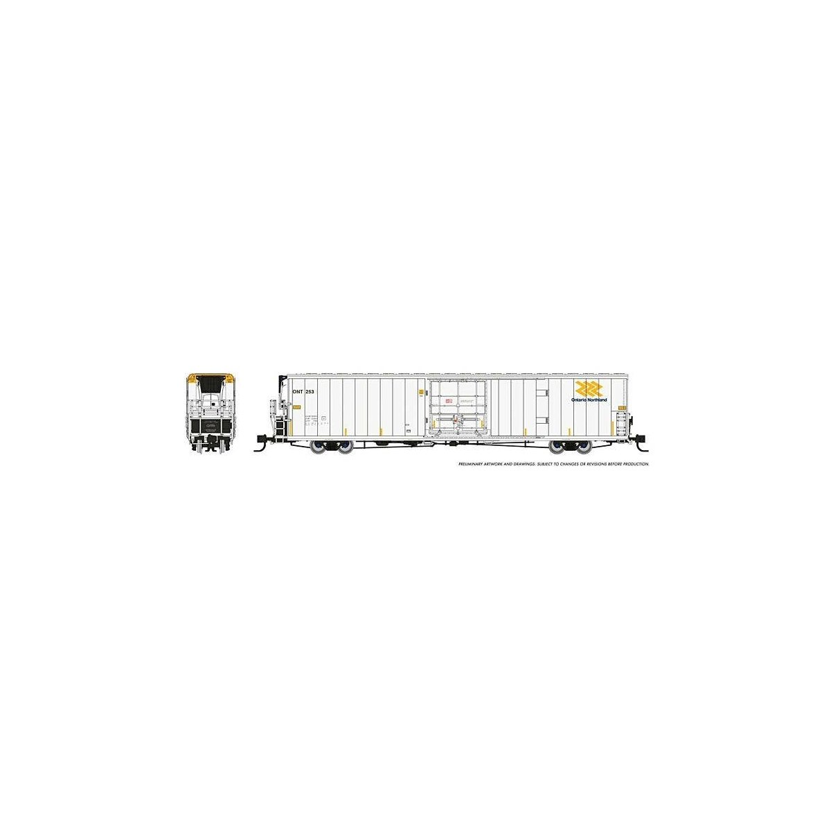 Greenbrier 7780 Cubic Foot Reefer 3-Pack - Ready to Run -- Ontario Northland 253, 254, 255 (wh, N, Rapido Trains Inc 567007