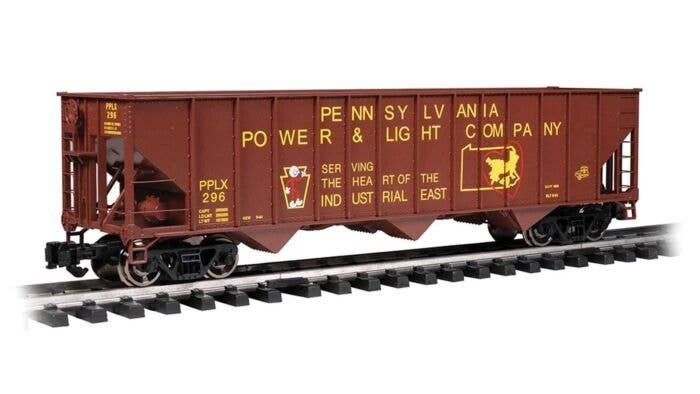 Bethlehem Steel 100-Ton 3-Bay Hopper - Ready to Run -- Pennsylvania Power & Light 296 (Boxcar Red, yellow Reddy Kilowatt Logo), 