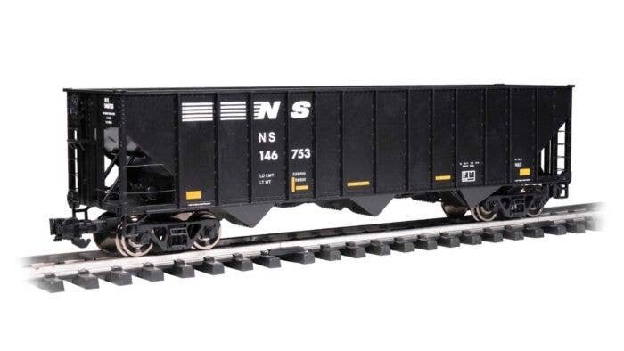 Bethlehem Steel 100-Ton 3-Bay Hopper - Ready to Run -- Norfolk Southern 146753 (black, white), G, Bachmann Industries 93653