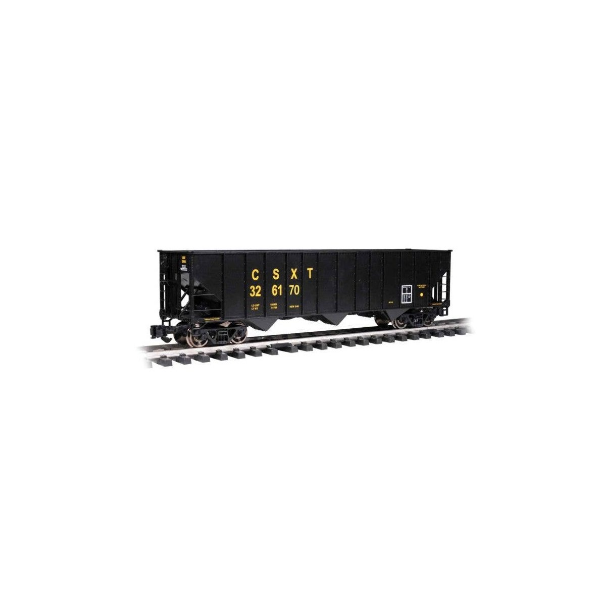Bethlehem Steel 100-Ton 3-Bay Hopper - Ready to Run -- CSX 326170 (black, yellow), G, Bachmann Industries 93656