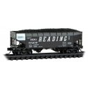 33′ 2-Bay Offset-Side Hopper - Ready to Run -- Reading 88209 (Class HTx, black, white end, ACI Label), N, Micro Trains Line 55