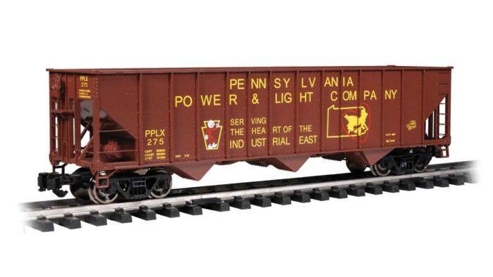 Bethlehem Steel 100-Ton 3-Bay Hopper - Ready to Run -- Pennsylvania Power & Light 275 (Boxcar Red, yellow, Reddy Kilowatt Logo),