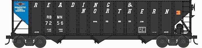 100-Ton 3-Bay Open Hopper with Coal Load - Ready to Run -- Reading & Northern 7234 (brown, blue end), N, Bowser Manufacturing Co