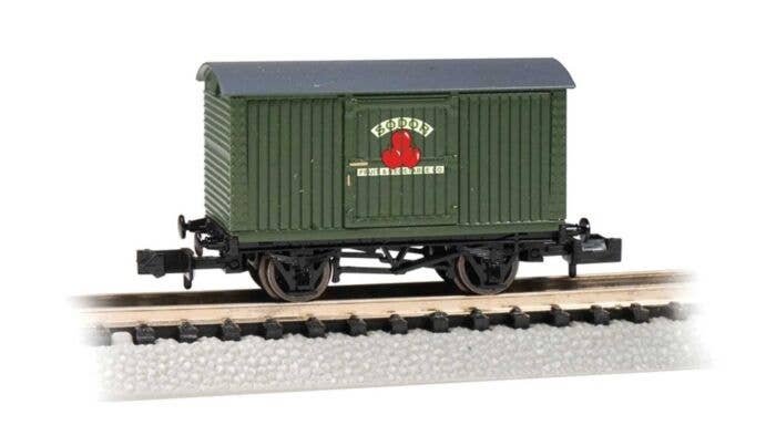 Thomas & Friends(TM) - Box Van -- Sodor Fruit & Vegetable Co. (green, gray, red), N, Bachmann Industries 77089