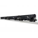 3-Bay Hopper Peaked Ends 3-Pack - Scale 3-Rail - Ready to Run -- Chesapeake & Ohio 101819, 101265, 101010 (black, white, Progres