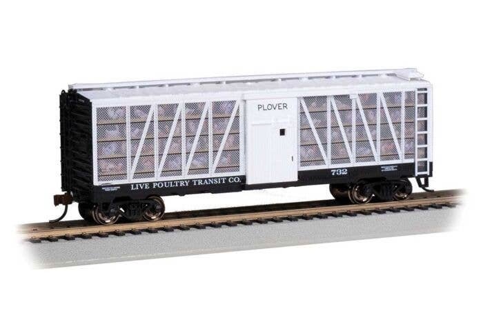 Poultry Stock Car with Turkeys - Ready to Run -- Live Poultry Transit 732 (Plover white, bla, HO, Bachmann Industries 15906