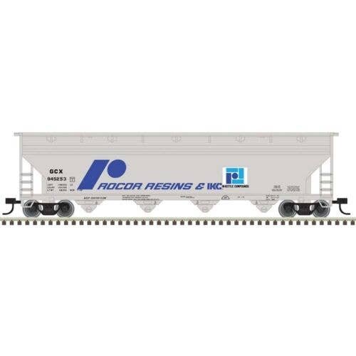 ACF 5250 4-Bay Centerflow Hopper - Ready to Run -- Rocor Resins 945278 (gray, blue, black), N, Trainman 50007119