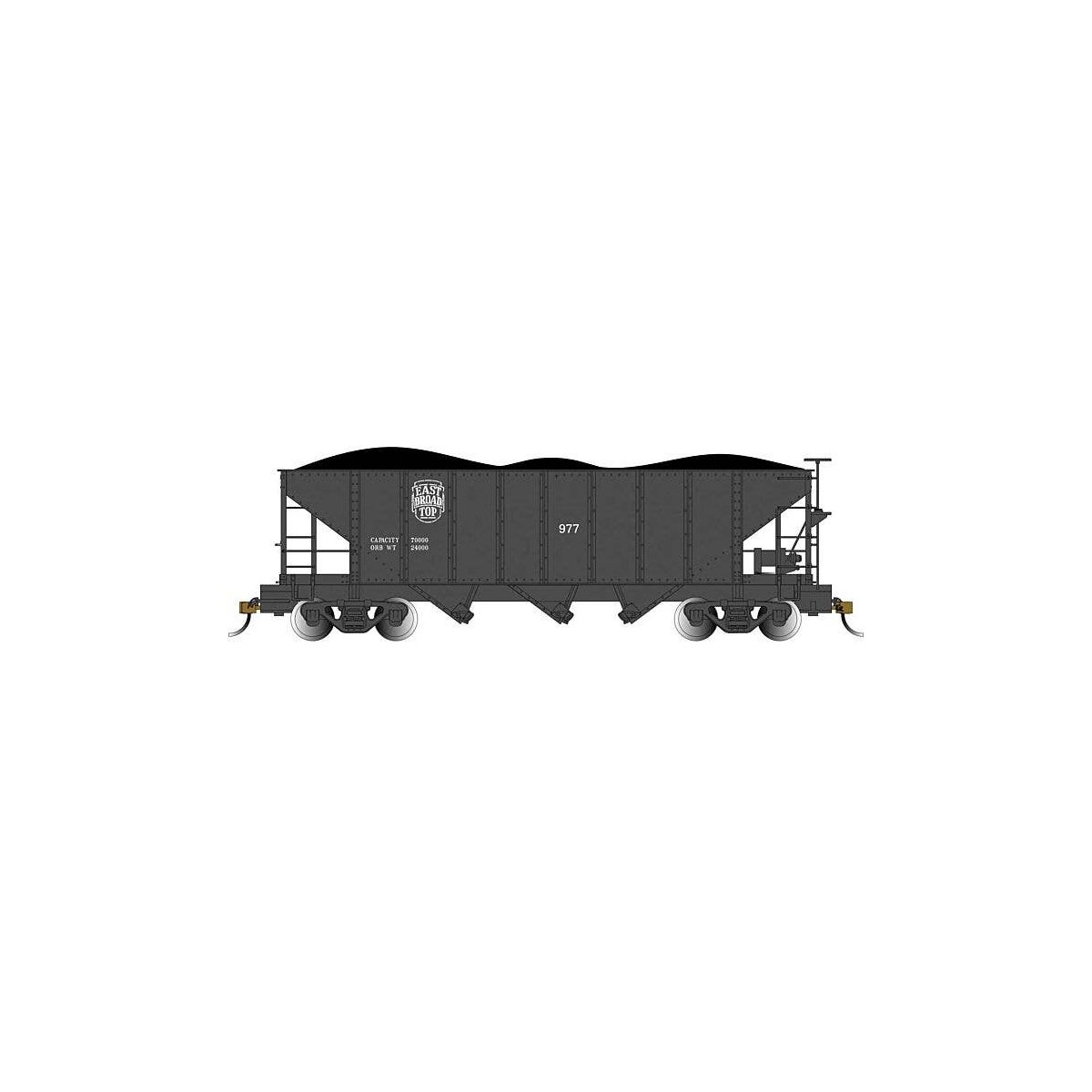 3-Bay Hopper with Removable Load - Ready to Run -- East Broad Top 977 (black), On30, Bachmann Industries 26571