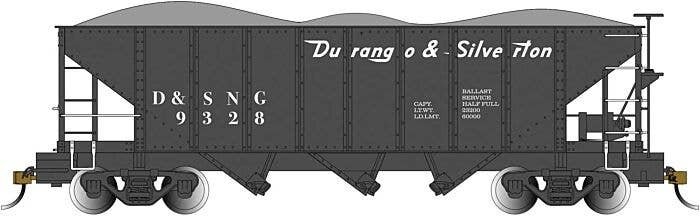 3-Bay Hopper with Removable Load - Ready to Run -- Durange & Silverton 9328 (black), On30, Bachmann Industries 26572