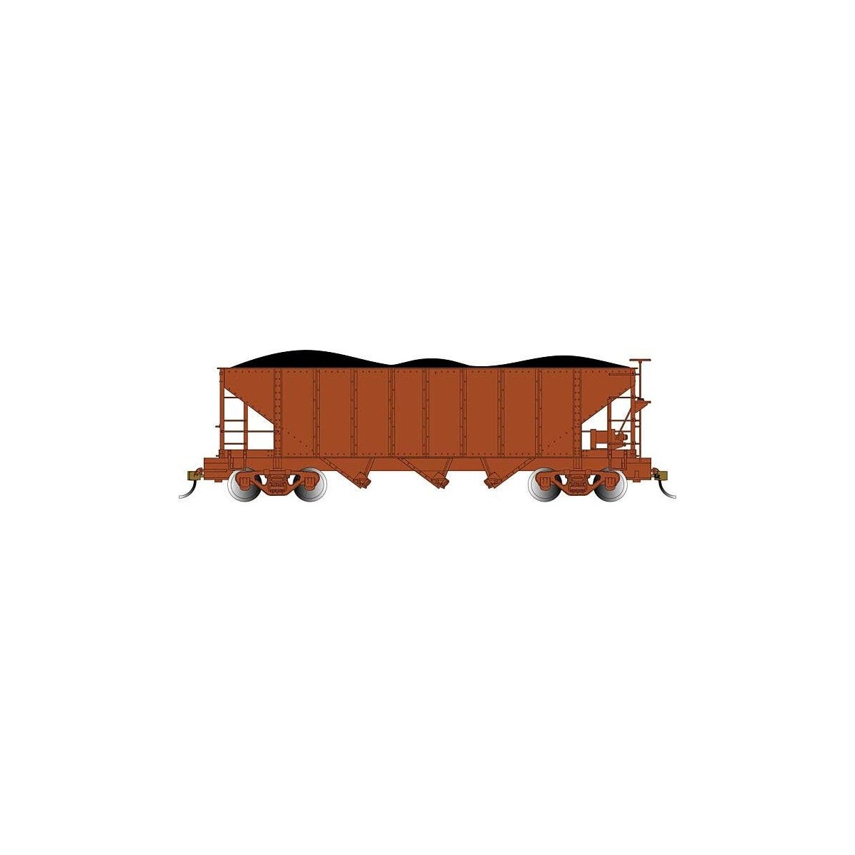 3-Bay Hopper with Removable Load - Ready to Run -- Painted, Unlettered (oxide), On30, Bachmann Industries 26574