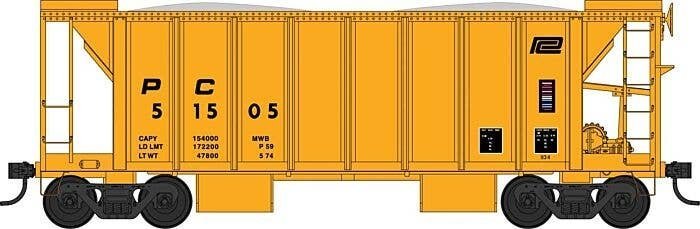 70-Ton 2-Bay Ballast Hopper with Side Chutes (Ballast Gates) - Ready to Run -- Penn Cen, HO, Bowser Manufacturing Co. 43680