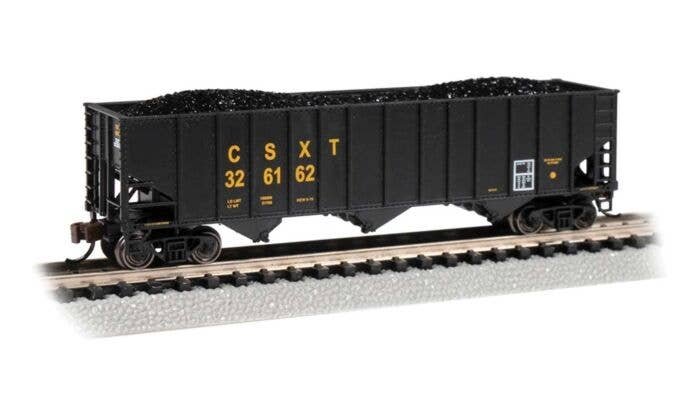 Bethlehem Steel 100-Ton 3-Bay Hopper - Ready to Run -- CSX 326162 (black, yellow, Reporting Marks Only), N, Bachmann Industries 