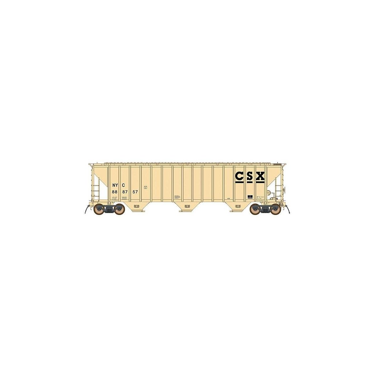 4785 PS2-CD Covered Hopper Late Version - Ready to Run -- CSX NYC (beige, black), HO, Intermountain Railway Company 472248