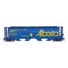 59` 4-Bay Cylindrical Covered Hopper - Trough Hatch Version - Ready to Run -- Alberta ALNX (Blue w/yellow Lettering, `Take An Al